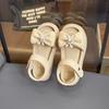 2024 New Children's Sandals Girl Solid Color Summer Princess Cute Rabbit Beach Sandals Fashion Bowtie Kids Causal School Sandals