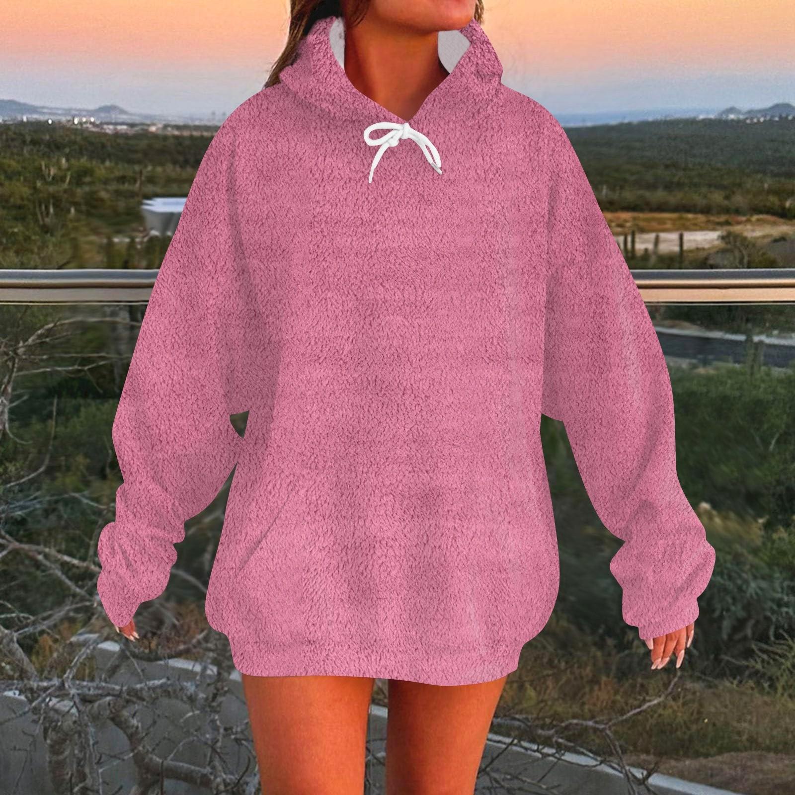 

Женская модная повседневная толстовка с длинным рукавом и капюшоном, однотонная толстовка XL