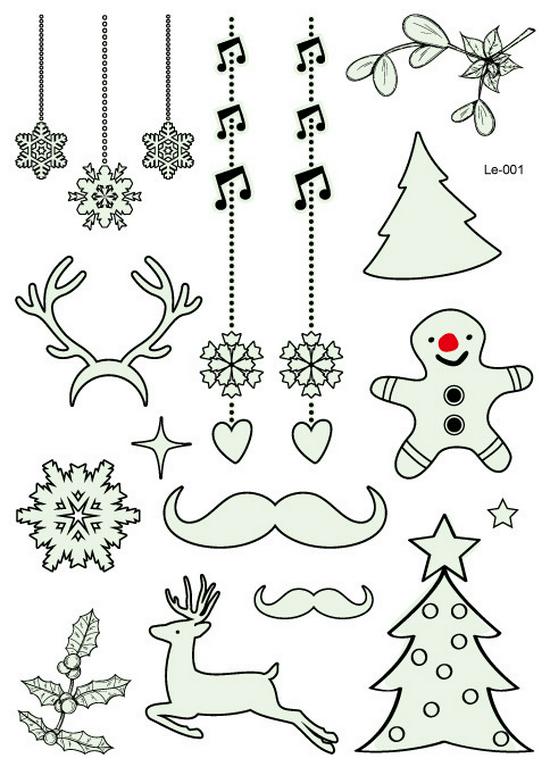 Rikaron Waterproof Snowflake Tattoo Stickers for Kids - Cute Luminous Christmas Face Tattoos 210x150 mm