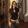 American Fashion Stand Collar Button Hollow Out T-shirt for Women 2026 Sexy Short Sleeve Slim Cropped T Shirts Black Wine Red Tops