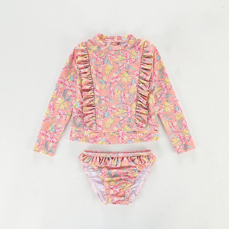 

Girls Long-Sleeve Split Swimsuit
