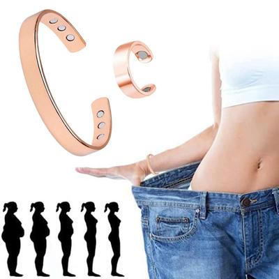 Anneau Magnétique et Bracelet de Drainage Lymphatique Perte de Poids Anneau de Doigt Ouvert Bracelets Anneau Minceur Anti-Gonflement pour Hommes
