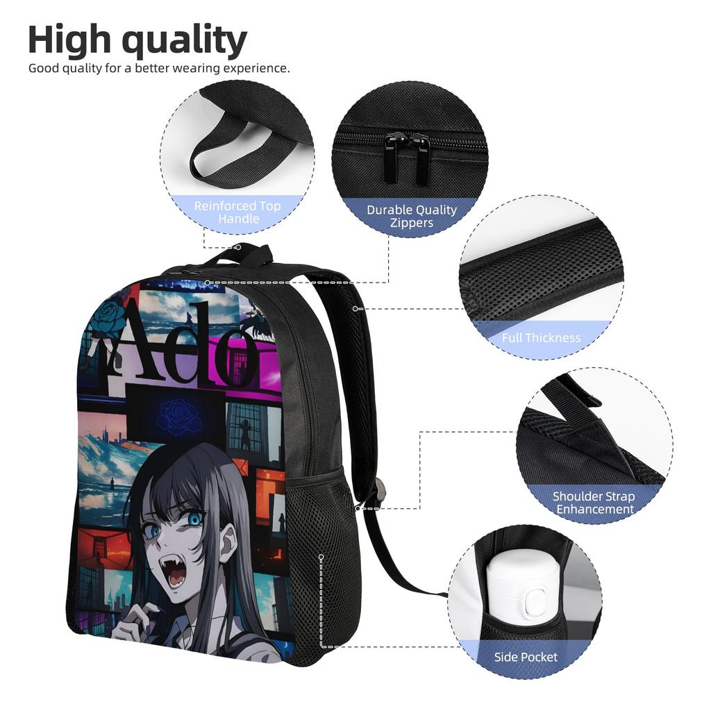 Ado Hibana World Tour Casual Backpack Outdoor Student Work Japan Singer Daypack for Men Women Laptop Canvas Bags