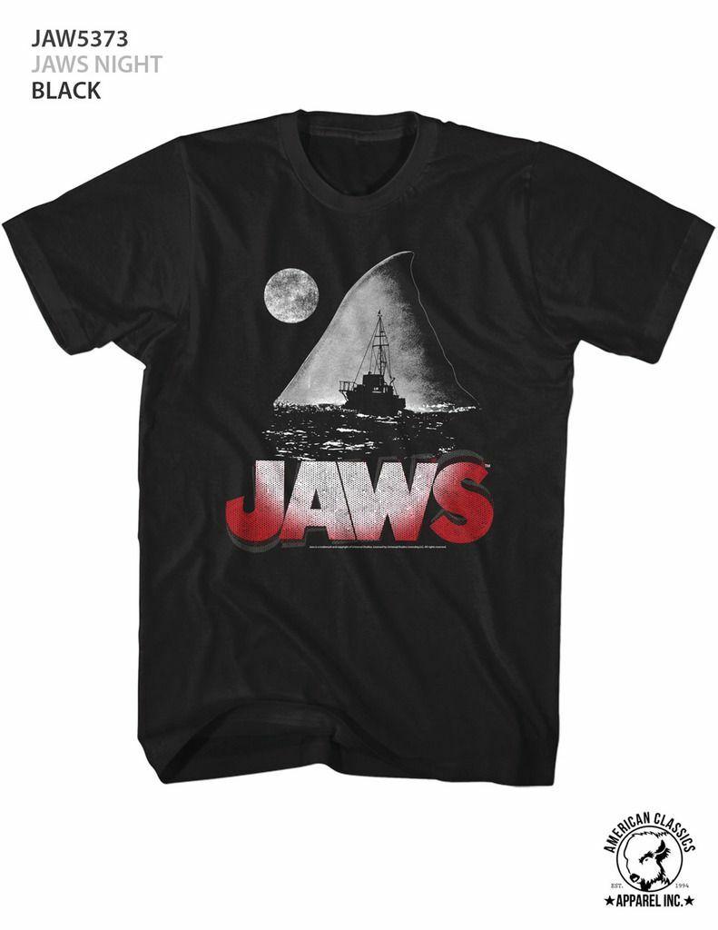 Jaws Night Black Adult T-Shirt Mens Womens Tees Top