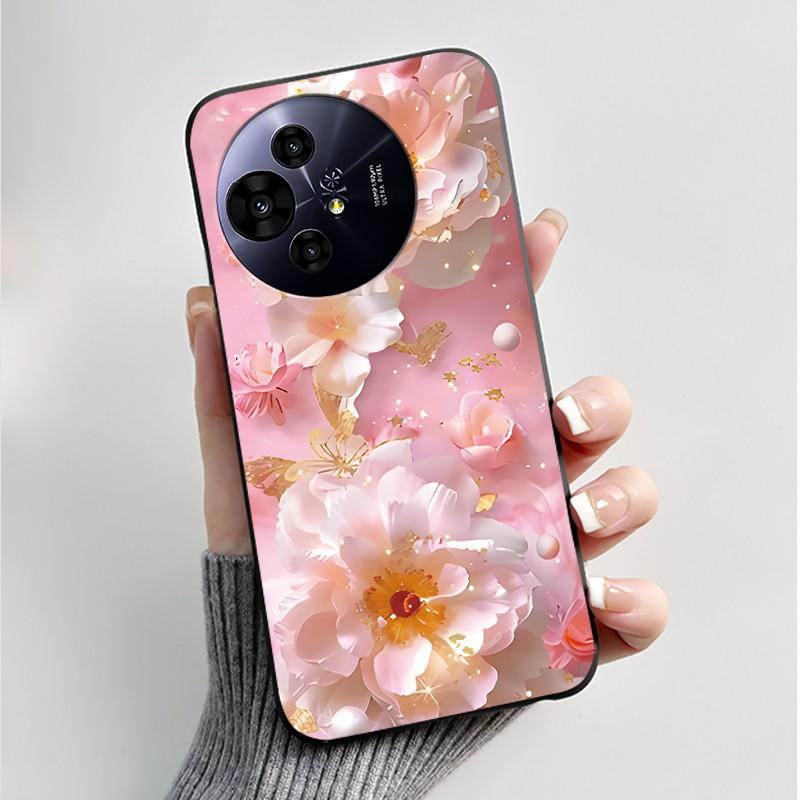 Case For TCL 50 Pro NxtPaper 5G Phone Case Luxury Fashion Butterfly Flower Black Soft TPU Silicone Shockproof Cover Casing Shell