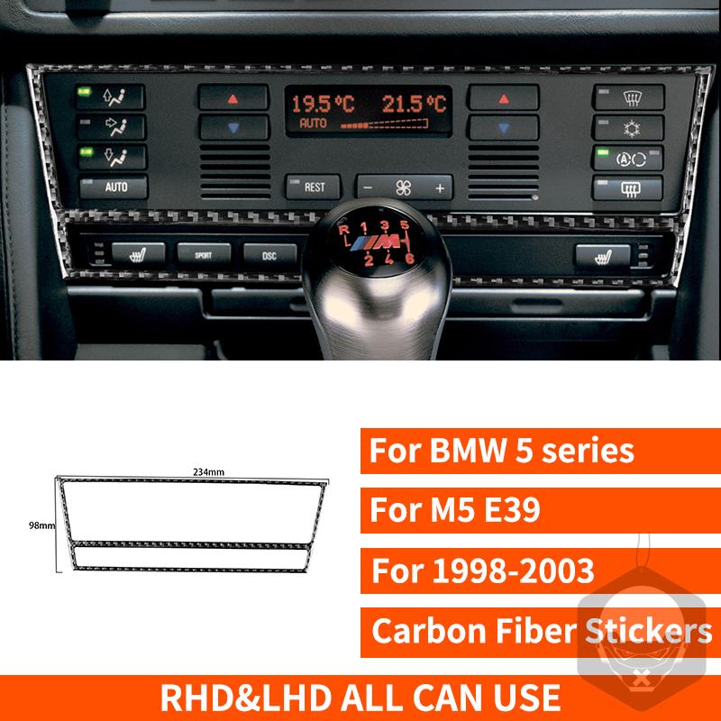 For BMW 5 Series M5 E39 1998-2003 Real Carbon Fiber Sticker Radio AC CD Shift Door Lift Panel Car Accessories Ide Decorative