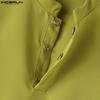 INCERUN Men Summer Buttons Stand Collar Sleeveless Cutout Casual Irregular Splits Tank Tops