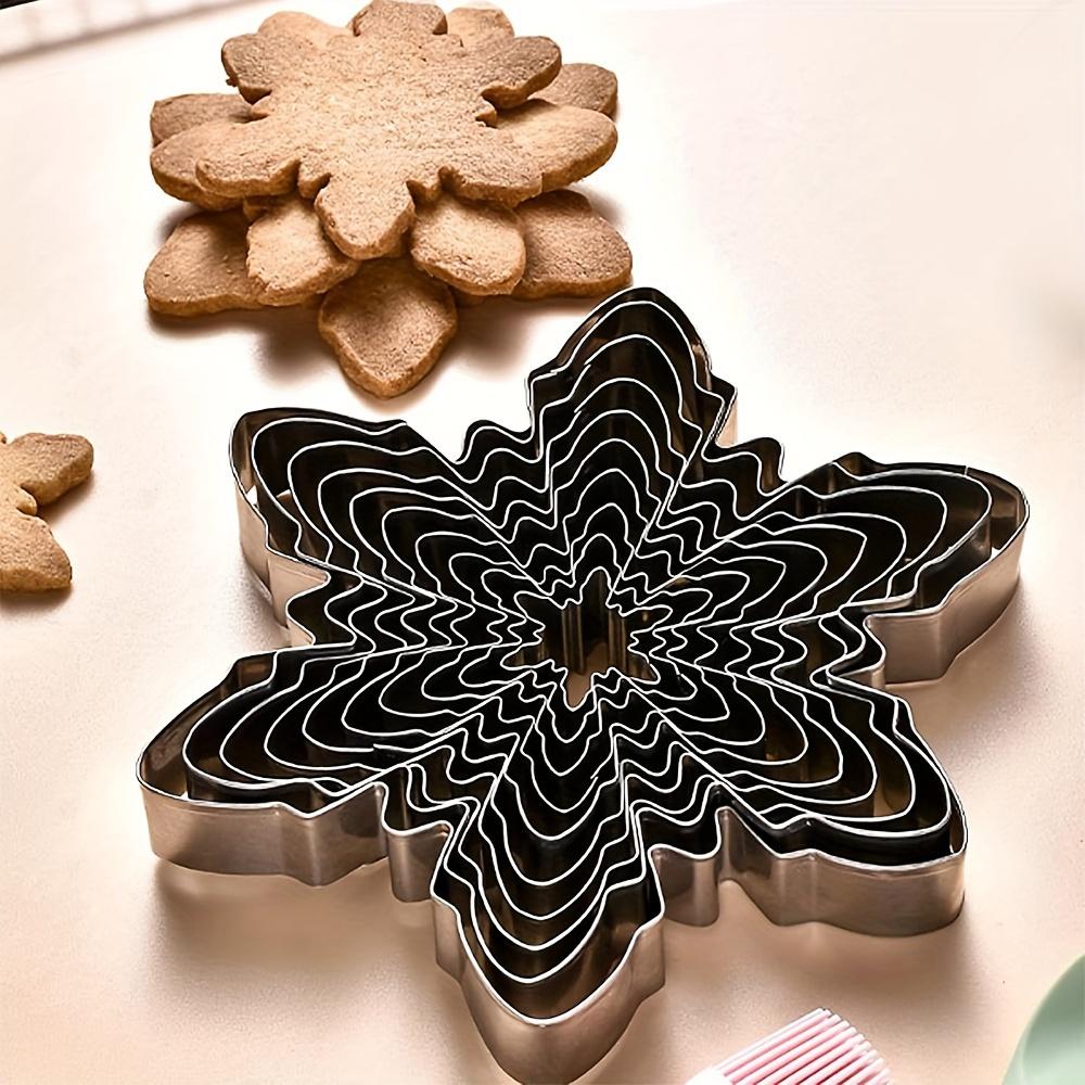 10pcs Stainless Steel Snowflake Cookie Cutters, Christmas Baking Molds for Sugar Cookies, Kitchen Tools for Holiday Baking