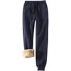 Womens Fleece Lined Casual Pants High Waist Elastic Slim Fit Trousers