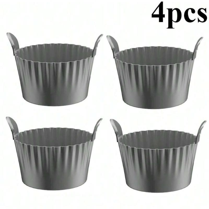 

1/4PCS Reusable Silicone Air Fryer Liners and Baking Cups Accessories for Eggs Cakes Meatballs Non-Stick Kitchen Baking Tools