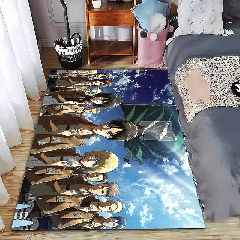 

Attack on Titan anime character group printed flannel carpet, non-slip, suitable for bedroom, living room, and children s room decoration 40x60cm( 15x23in )