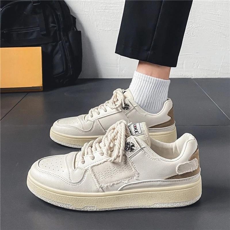 Fashion Breathable Lace-up Male Shoe Korean Style Non Slip Round Toe Sneakers Office Fashion 2025 Legitimate Size 44 Men's Casual Shoes