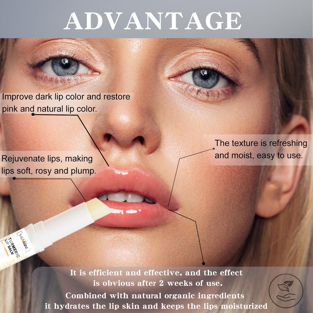 SAUVASINE Kurkuma Lippenbalsam Feuchtigkeitsspendend Pflegend 5g Tragbare Lippenpflege für trockene Lippen, Reduziert Lippenfältchen, Unisex
