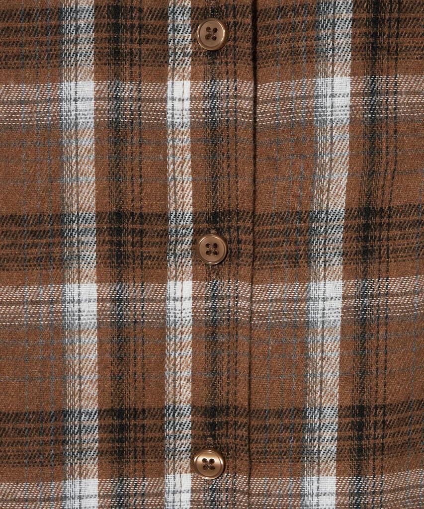 VIVABROWN 85-Viva068 House Forest Oversized Pocket Long Sleeve Check Shirt Brown