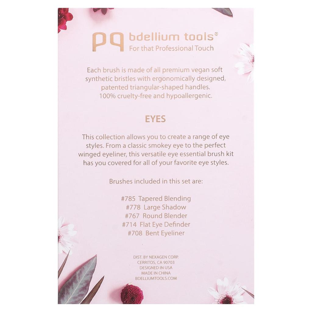 Bdellium Tools, Eyes Brush Set, 5 Brushes