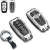 Key Fob Cover for Ford F150 F250 F350 F450 F550, Mustang, Explorer, Escape, Edge – Heavy Metal Protector with Keychain, Compatible with 5-Button
