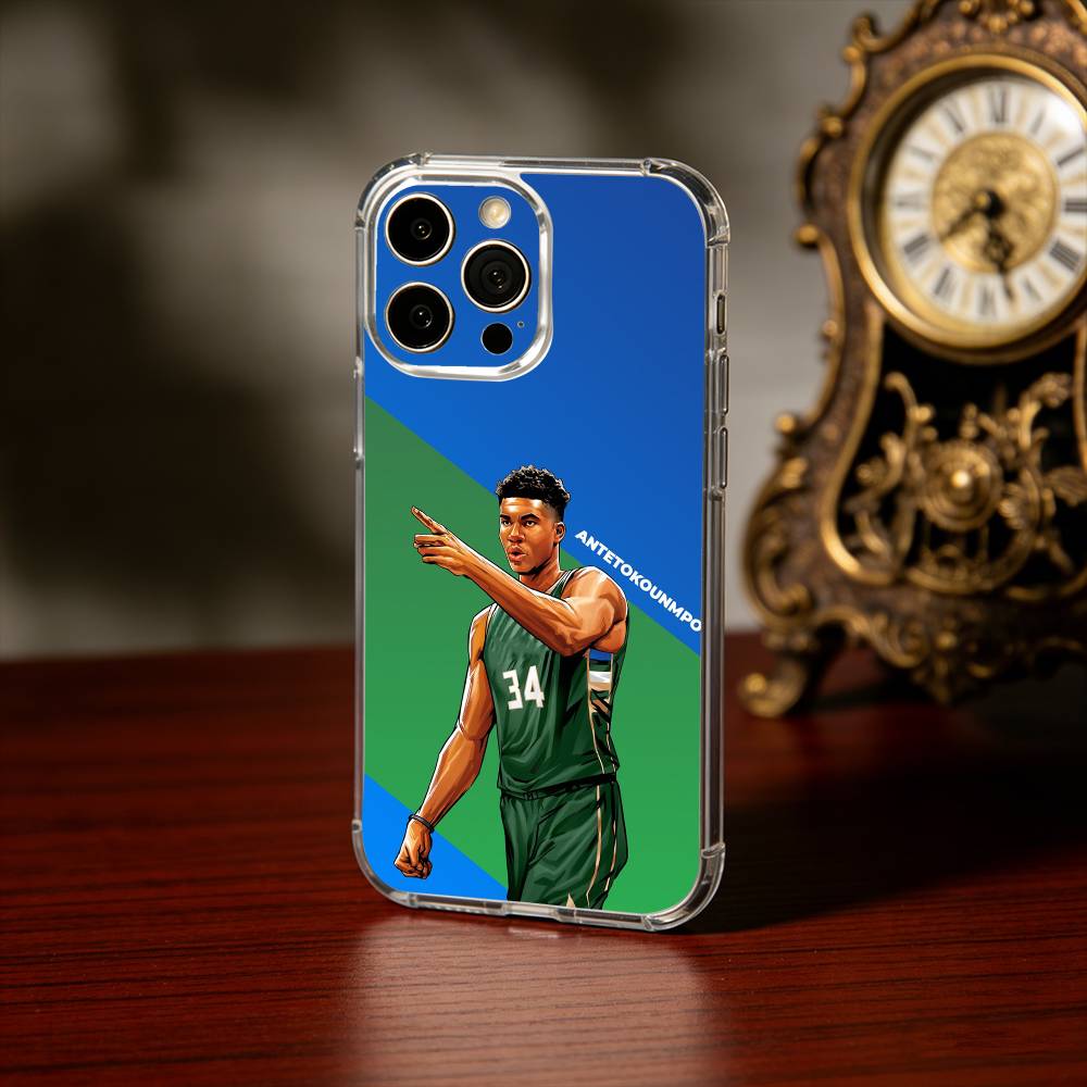 Giannis Antetokounmpo 34 Phone Case For iPhone17,16,15,14,13Pro Max,us,Soft Silicone Transparent Cover