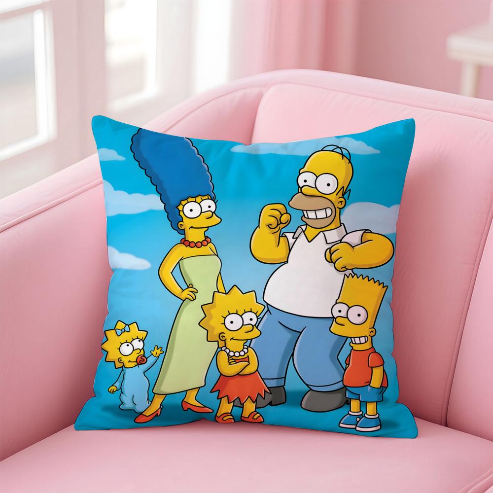 Husa de Pernă Anime S-Simpsons pentru Casă și Mașină, Multi-Scenă - Reversibilă, Moale și Durabilă pentru Utilizare Zilnică