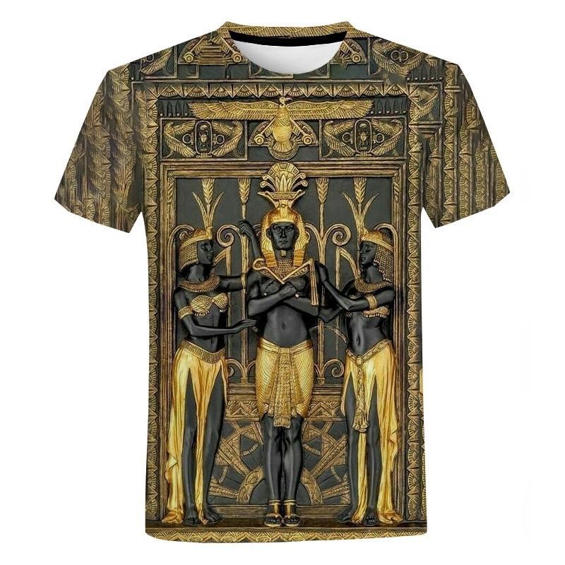 Europe And America Hot Sale Viking Tattoo Art T shirt Men's 3D Print T-shirts Summer Casual Sports Short Sleeve Retro Tops