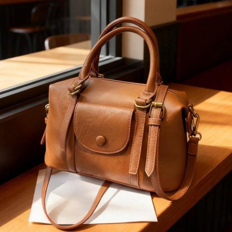 Fashionable Ladies Handbag Small Boston Bag Premium Retro Simple Shoulder Bag PU Material Crossbody Bag Suitable for Daily Commuting Shopping Travel