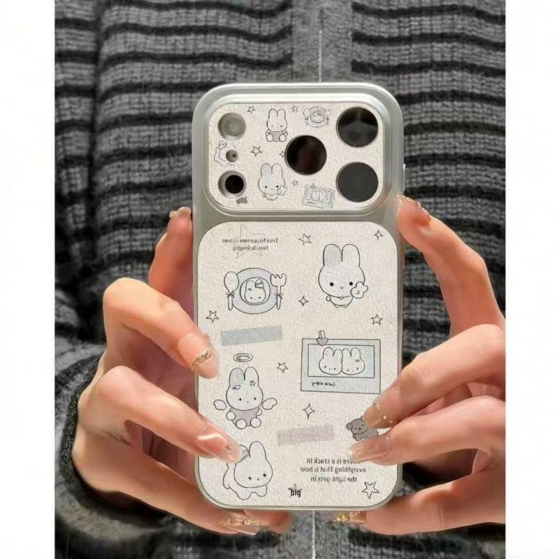 

Biyemifei Apple Phone Case: Compatible with 11, 13, 15, 16Pro, 17ProMax; features large window, silver frame, cartoon design. iPhone 14