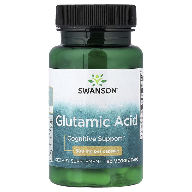 Swanson Vitamins , Ácido Glutámico, 500 Mg, 60 Cápsulas Vegetales - Imagen 2