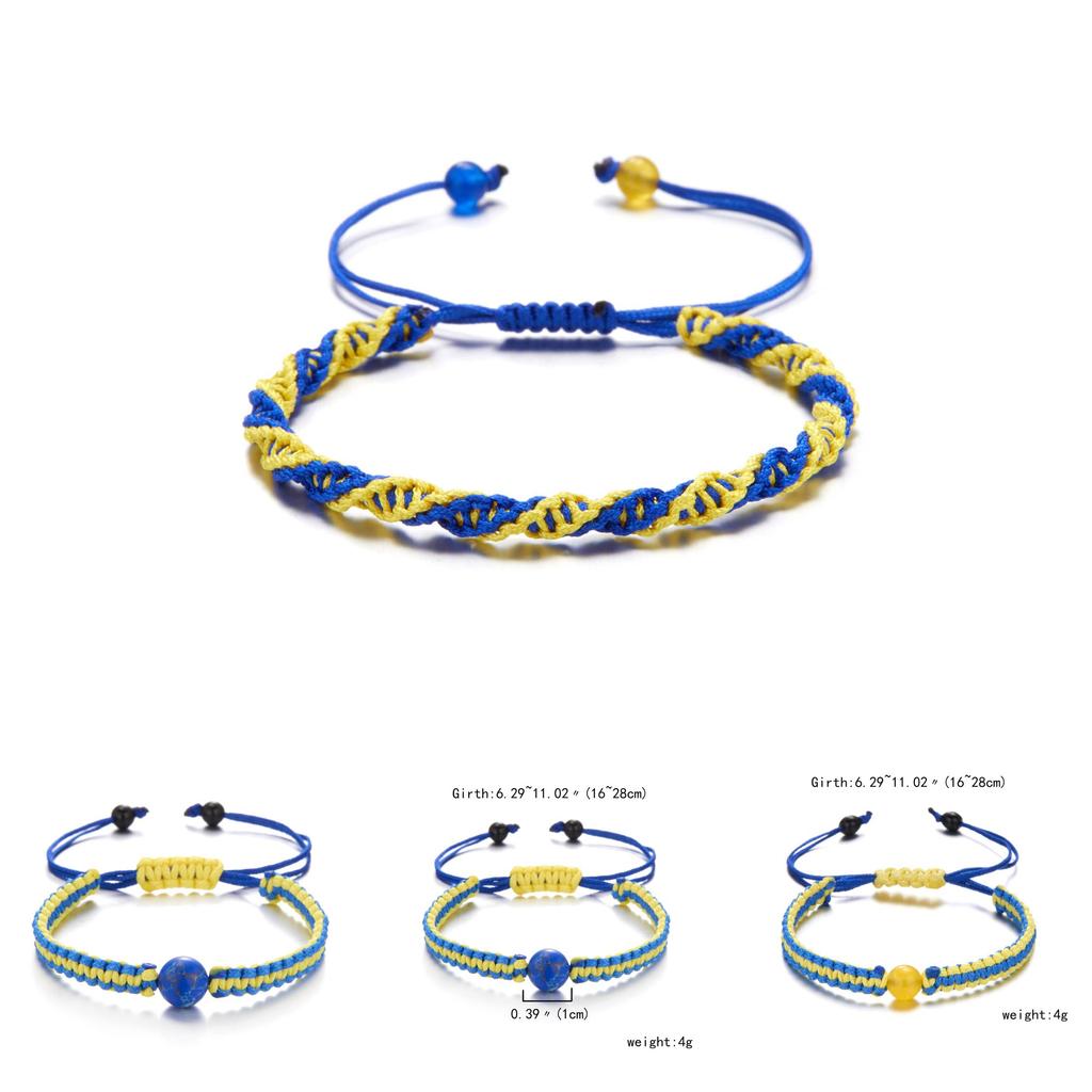 Ukrainian Flag Handcrafted Beaded Bracelets With Adjustable Rope For Travel Gifts