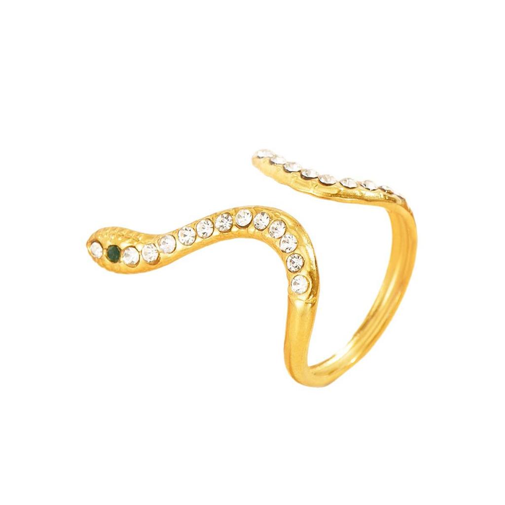 Retro Punk Rhinestone Snake Ring: Hip Hop Stainless Steel Animal Design for Women