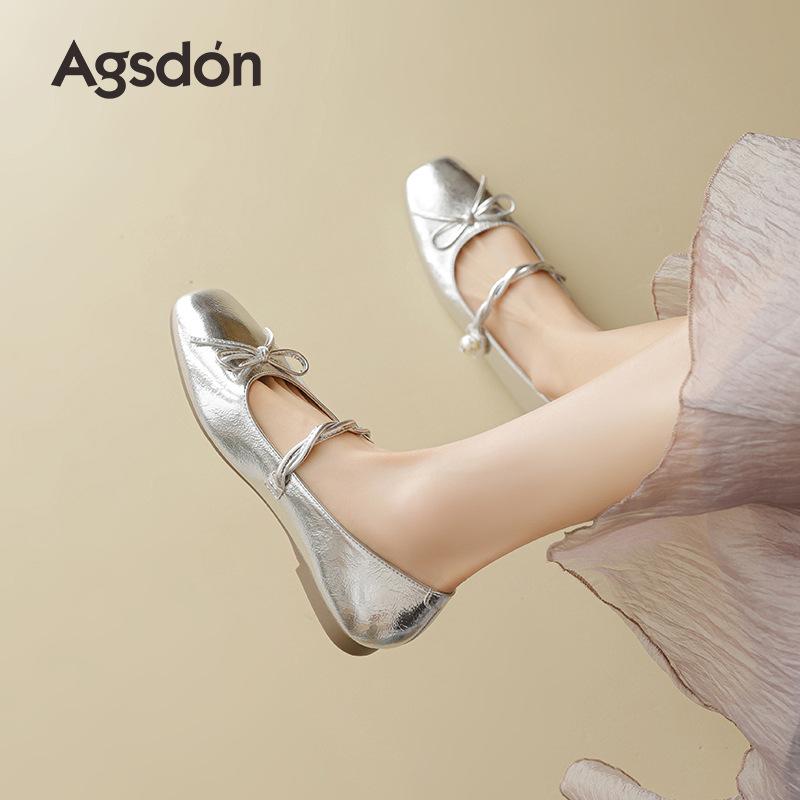 Augustine Mary Jane Women's Shoes 2025 Summer New Red Flat Shoes with Skirts Beautiful Temperament Sandals