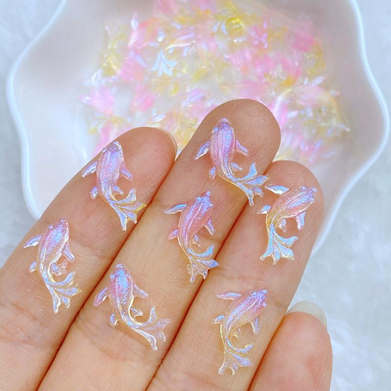 100pcs Kawaii Cartoon Animal Dolphins, Goldfish Nail Rhinestones Gems Glitter Scrapbooking DIY Jewelry Craft Decoration Accessor