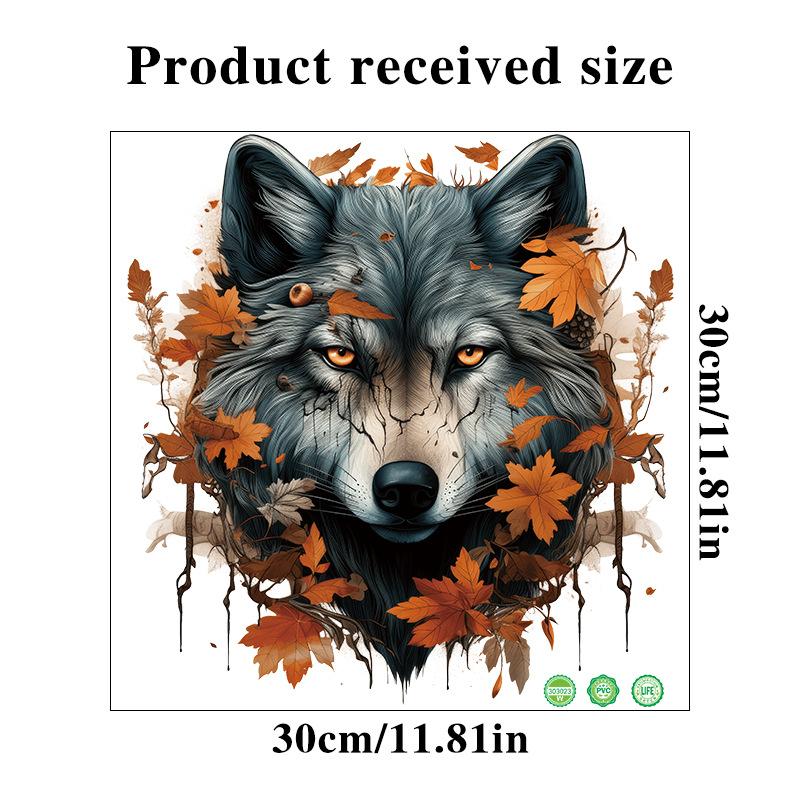 Thanksgiving Maple Leaf Wolf Head Stickers Self Adhesive Wall Decoration for Bedroom Door Bedhead Background Home Decore