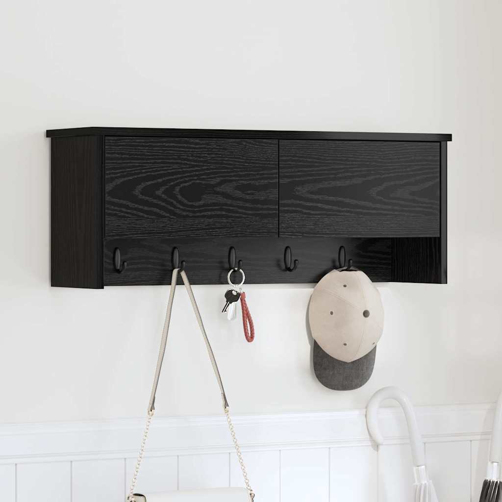Wall Mounted Nightstand Black Oak Effect 80 x 20 x 30 cm