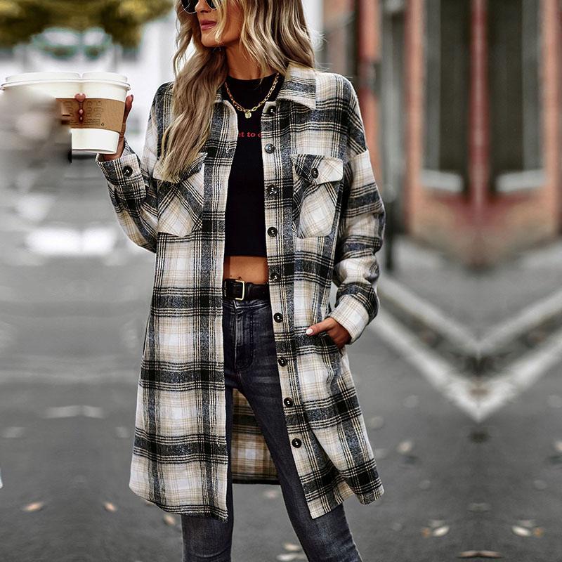 Single Breasted Plaid Cardigan Jacket 