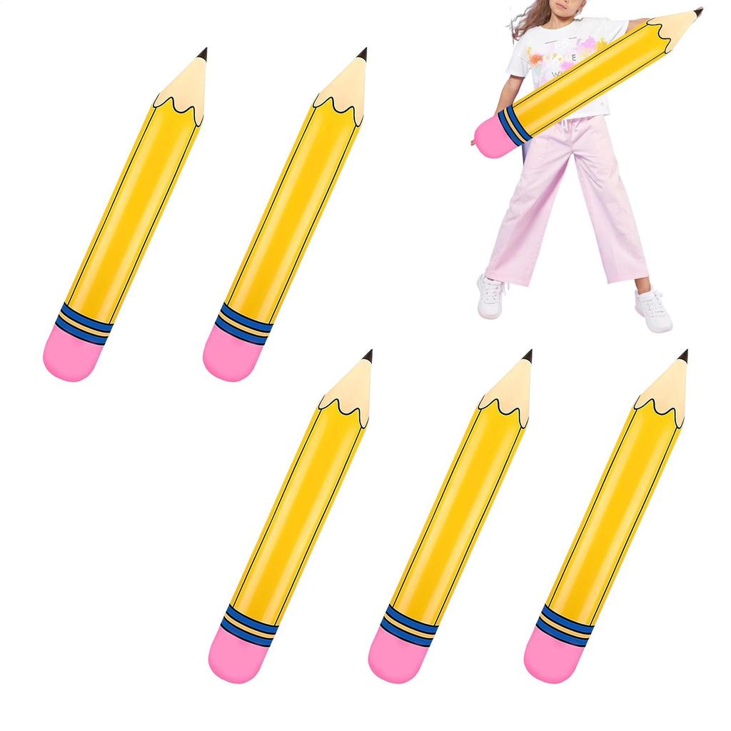 6 Pieces 27in Pencil Balloons Giant Pencil Blow Up Balloons PVC Large Photo Props For Back To School Kindergarten Preschool