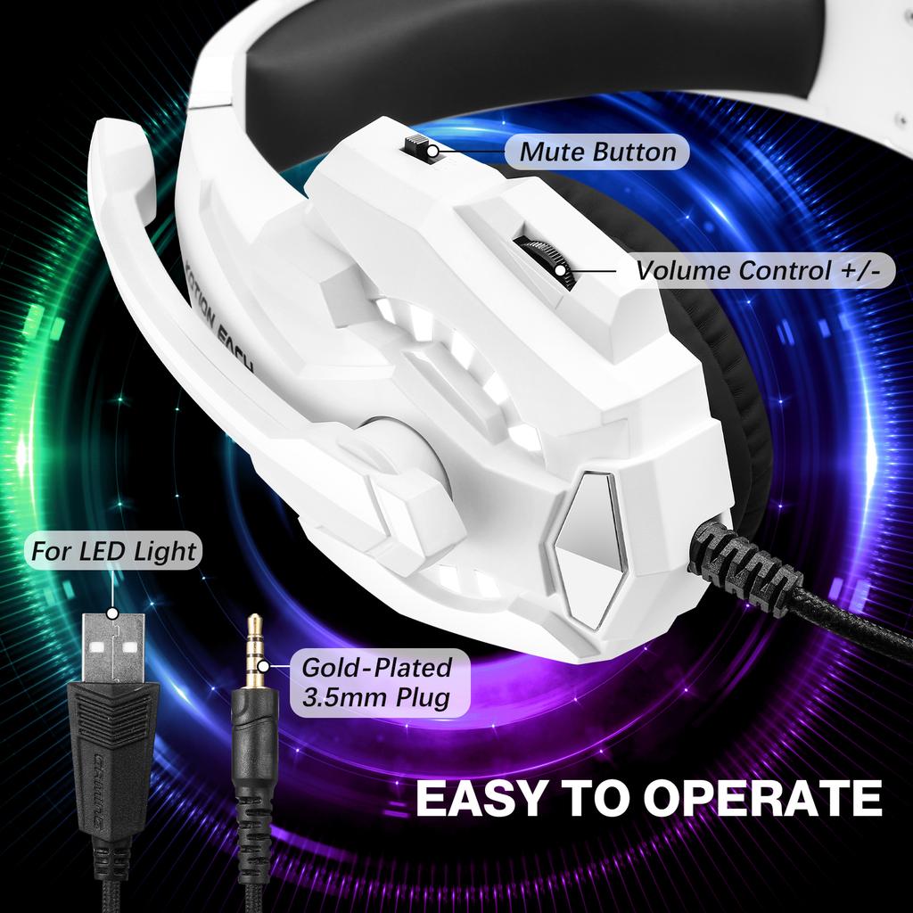 Wire Gaming Headphones New Design Soundproof Comfortable Hearing Protection Ear Muffs Professional Headset Leather RGB Lighting