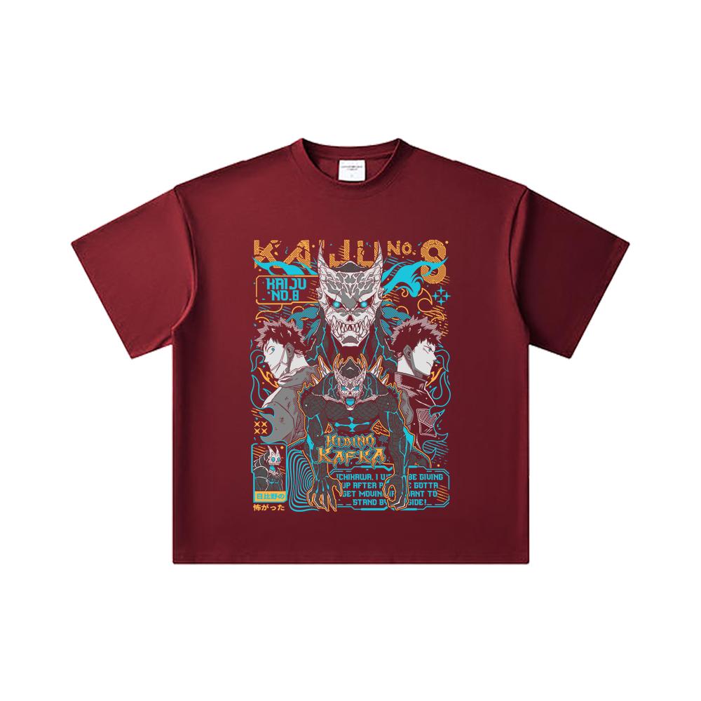 

260 GSM Double Yarn 32 Count 100% Cotton Kaiju No 8 V20 Kafka Print Unisex Heavy Cotton T Shirt 2XL вина червоного кольору