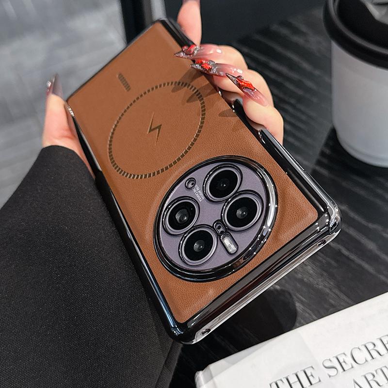 For Huawei Mate 50 50 Pro 40 40 Pro Electroplated Leather Texture Magnetic Wireless Charging Shockproof Phone Case