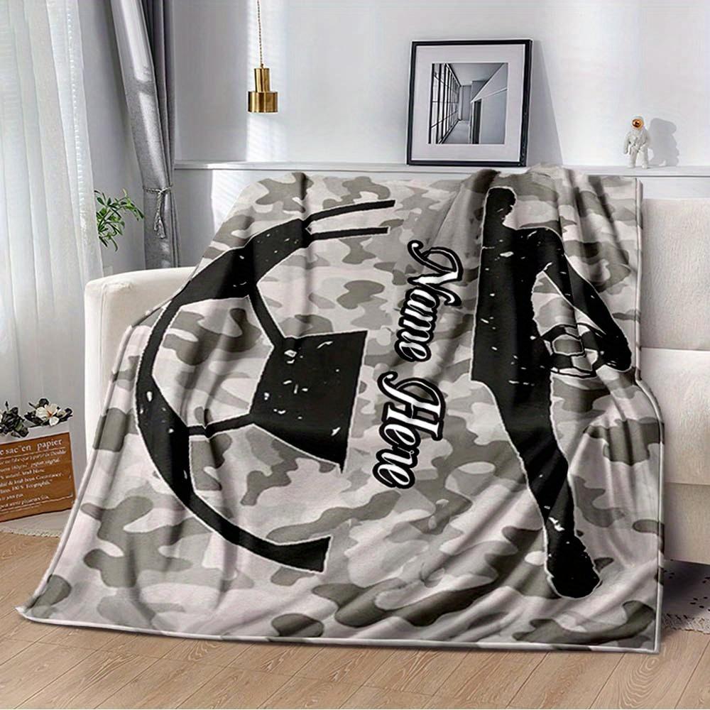 240Gm2 Football Style Customize Your Name Outdoor Blanket Suitable For All Seasons Comfortable And Warm Soft Blanket Suitable For Travel Gifts For