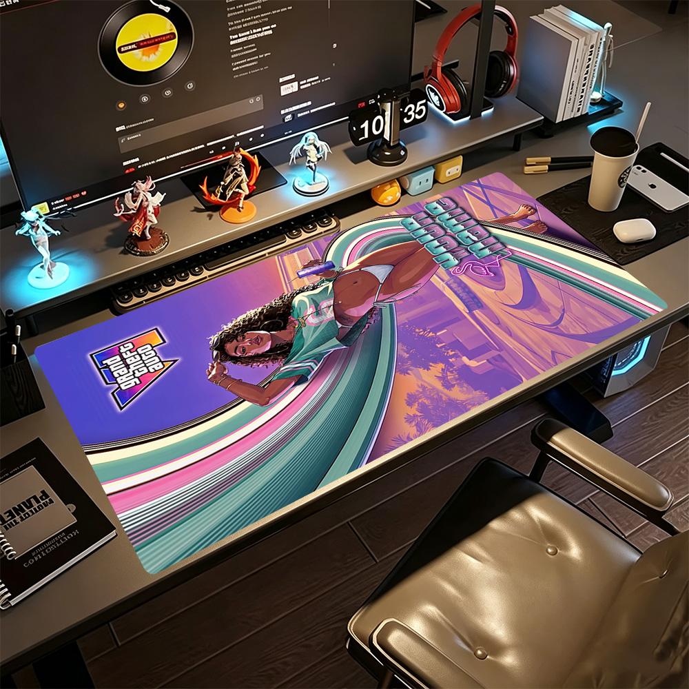 Gta Customize Text Mouse Pad Keyboard Pad Ultra-Long Desk Mat Non-Slip Rubber Base Gaming Accessories Ideal Gift for Gamers