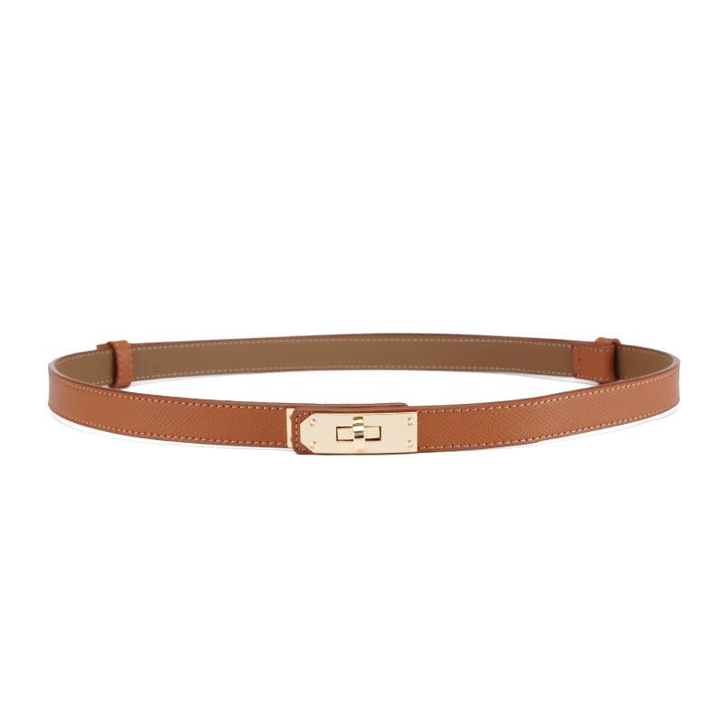 Ladies Belt, Double-Sided Leather High-Quality Waistband Thin Belt With Dress Decoration H Home Double Cowhide Belt Women