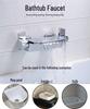 Brass Waterfall Bathtub Faucet Set with Black Exposed Edge and Hot/Cold Shower Head