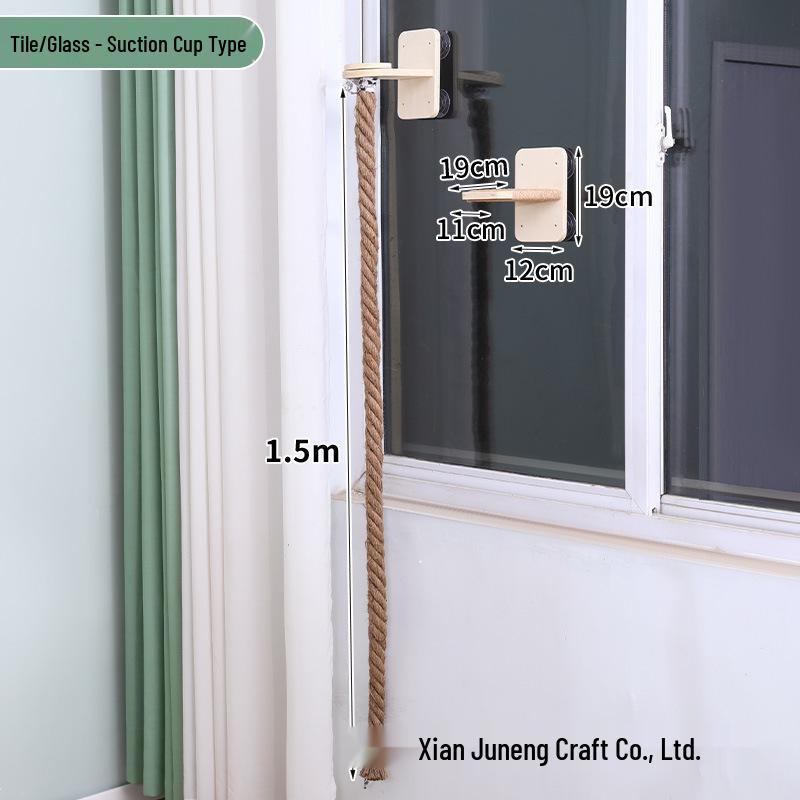 Ceiling-High Solid Wood Cat Tree with Rope Ladder and Jumping Platforms