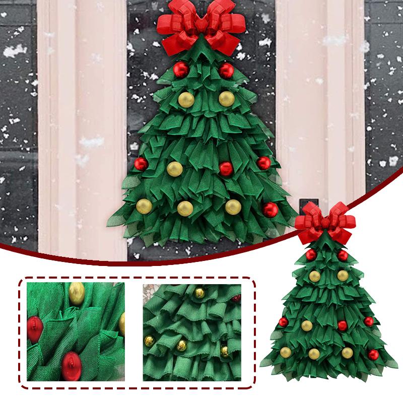 Tree Christmas Xmas Wreath Farmhouse Ornament Home Front Door Wall Hanging Decor