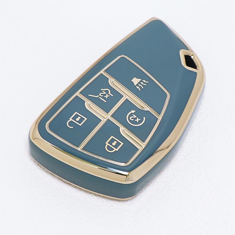 5 Buttons For GMC Yukon Gold Edge TPU Shell for Buick ENVISION S Plus Avenir for Chevrolet Tahoe Suburban Car Key Case Fob Cover