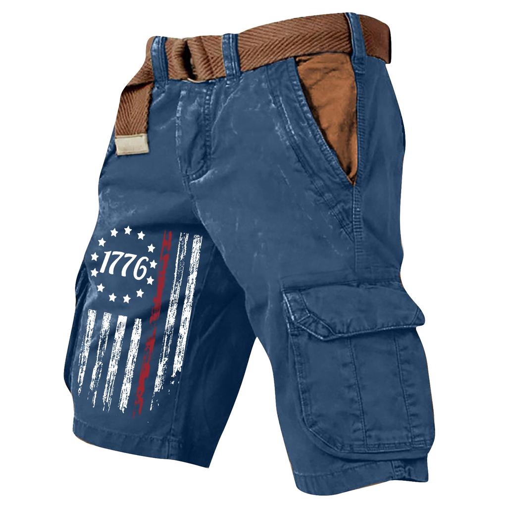 Pantaloncini Cargo Casual Stampati da Uomo per l'Estate con Tasche Multiple