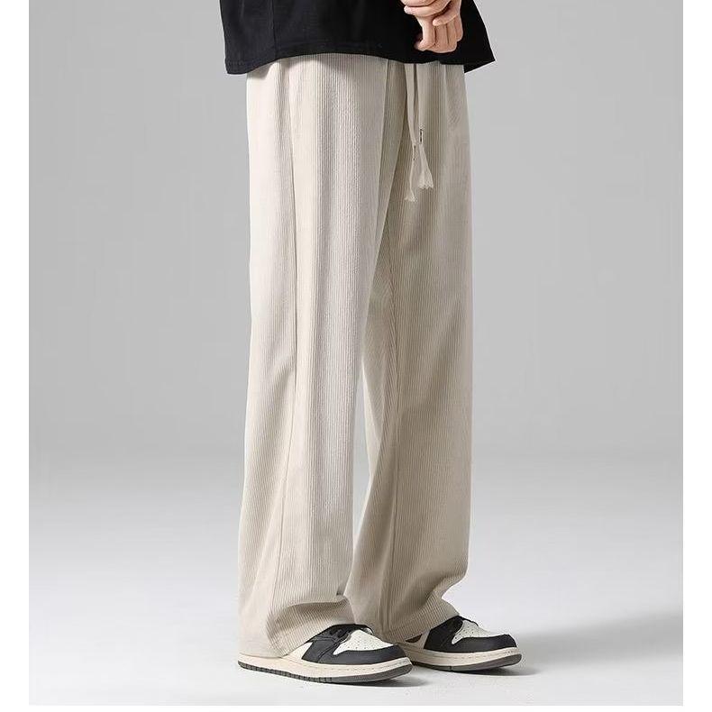 Men's 2023 Corduroy Casual Wide-Leg Trousers - Trendy Spring/Autumn Straight-Leg Pants