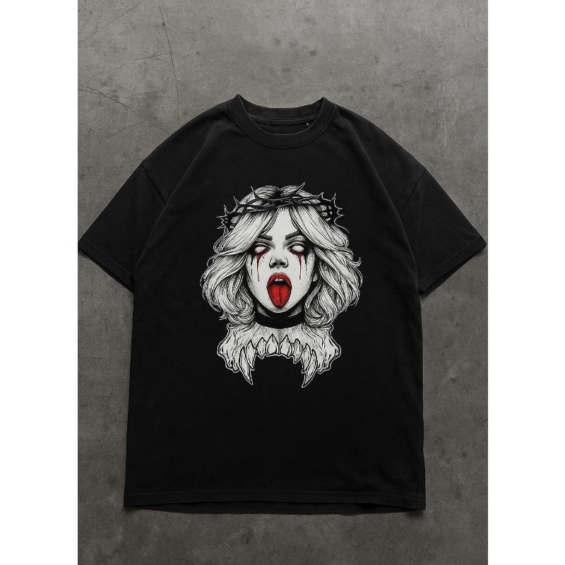 Y2K Street Gothic Style Printed Fun Tshirt for Unisex Summer New Style Suitable for Both Unisex and Women Casual Street Style S