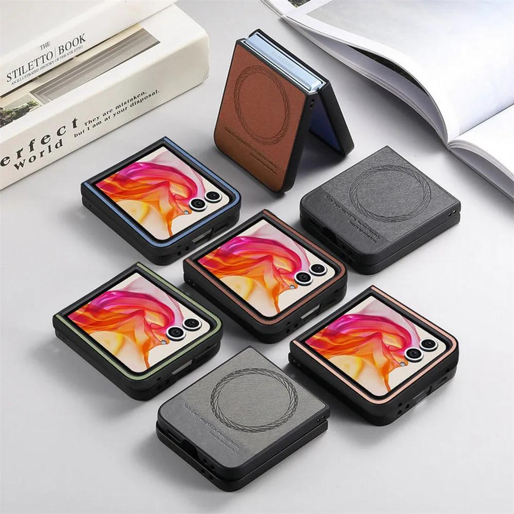 Funda de Cuero de Lujo Color Sólido para Motorola Razr 60 50 40 Ultra 5G Carga Inalámbrica Suave a Prueba de Golpes Protege Cubierta Trasera