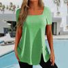 BFCCQB Women's Fashion Short Sleeve Square Neckline Casual Blouses & Shirts