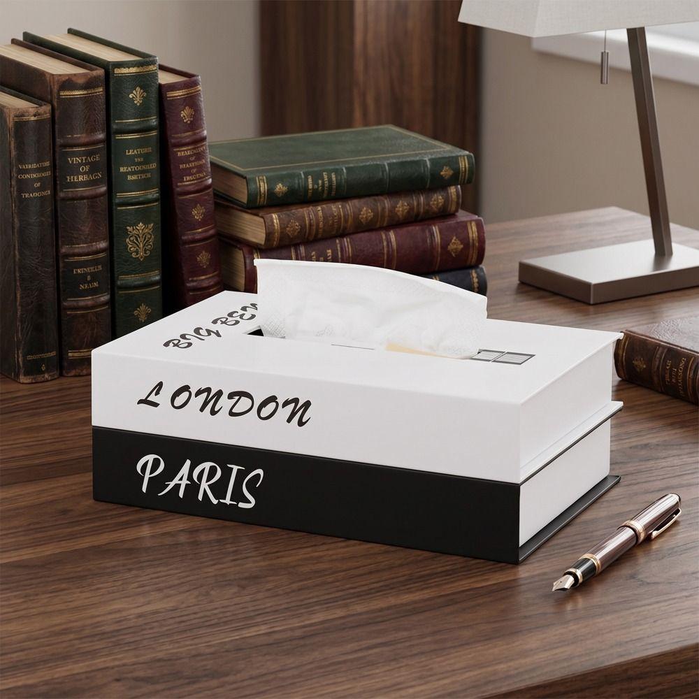 Luxury Book Style Tissue Box Ornaments Napkin Holder Case Organizer Paper Box  Home Decoration